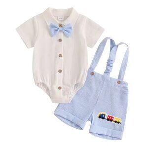 Train outfit Boy First Birthday Outfit Train Clothes Suspenders